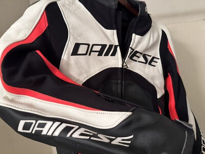 Dainese Misano D-air Black White Leather Air Bag Motorcycle Jacket