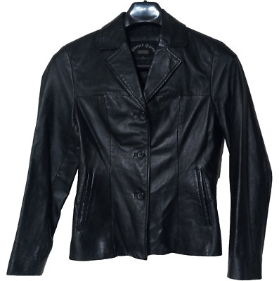 Leather Crop Jacket Women s Small Black Lined Button Connection Sheng Ji Fashion