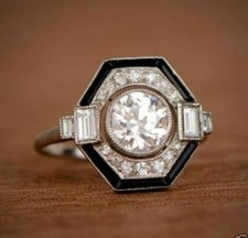 Vintage Style 1.30Ct Round Cut Cubic Zirconia Engagement Ring In 925 Silver