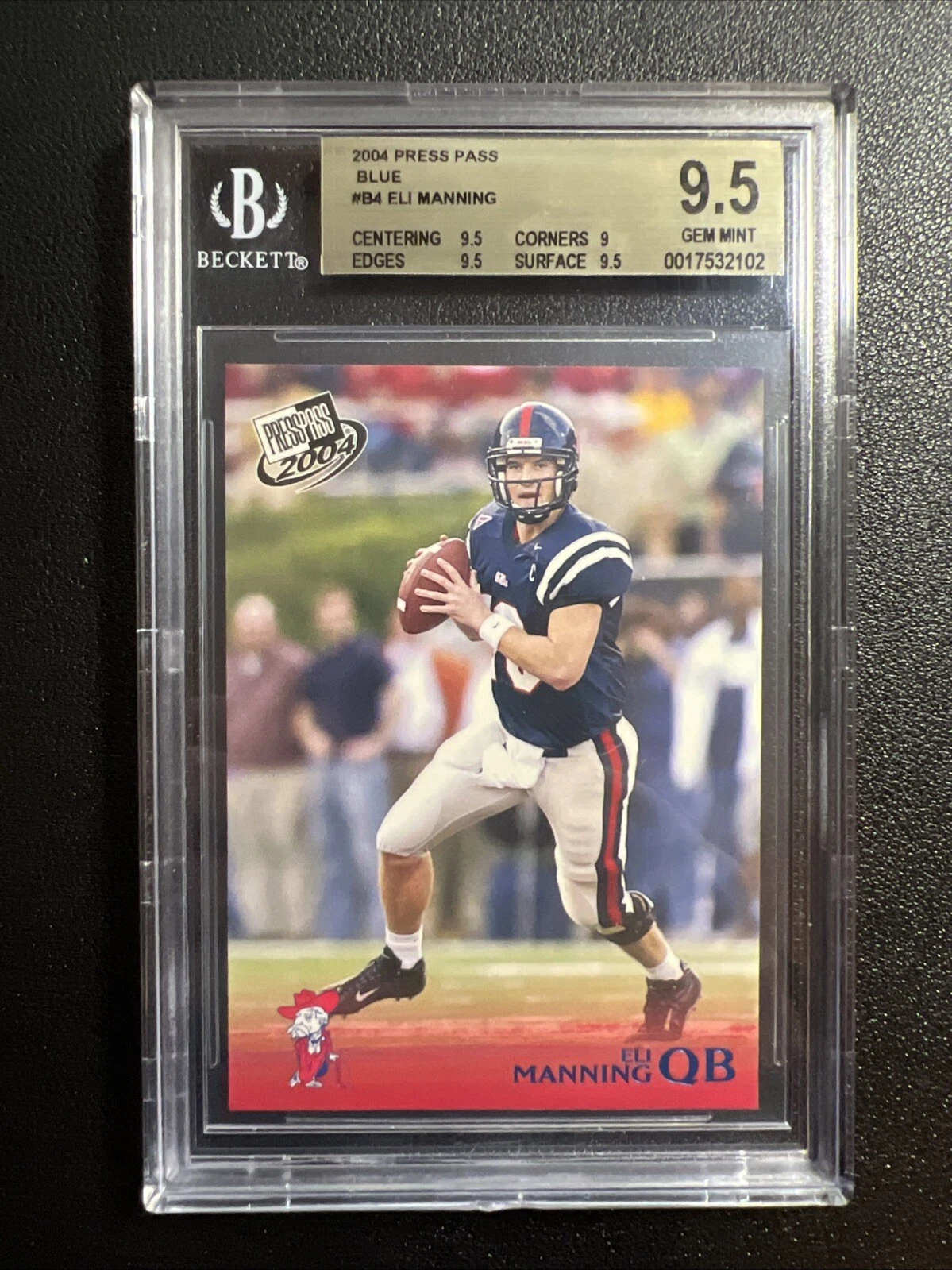 Eli Manning Press Pass #B4 Blue Foil