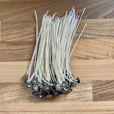 MARKENLOS 100x Mavin Candle Wick with Metal Base Waxed 15cm for Candle Making DIY