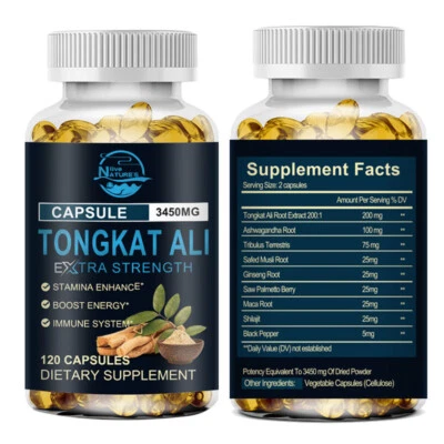 NATURE'S LIVE 120 Capsule 3450MG TongkatALLl LONGJACK GRADO A ESTRATTO DI RADICE PIÙ FORTE 200:1