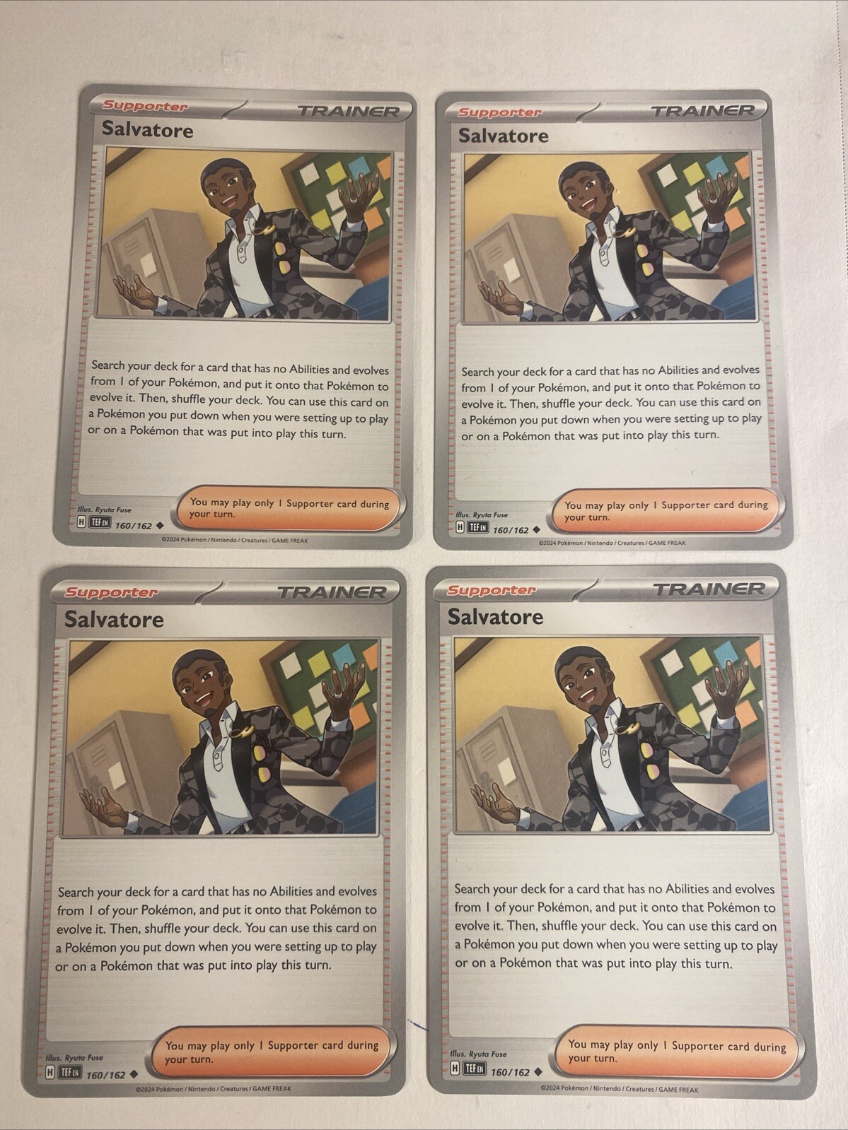 Salvatore 160/162 Play set  X4 Pokemon Card Lot