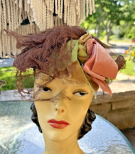 Vintage 1940's Brown Wool Women's Hat Reine New York