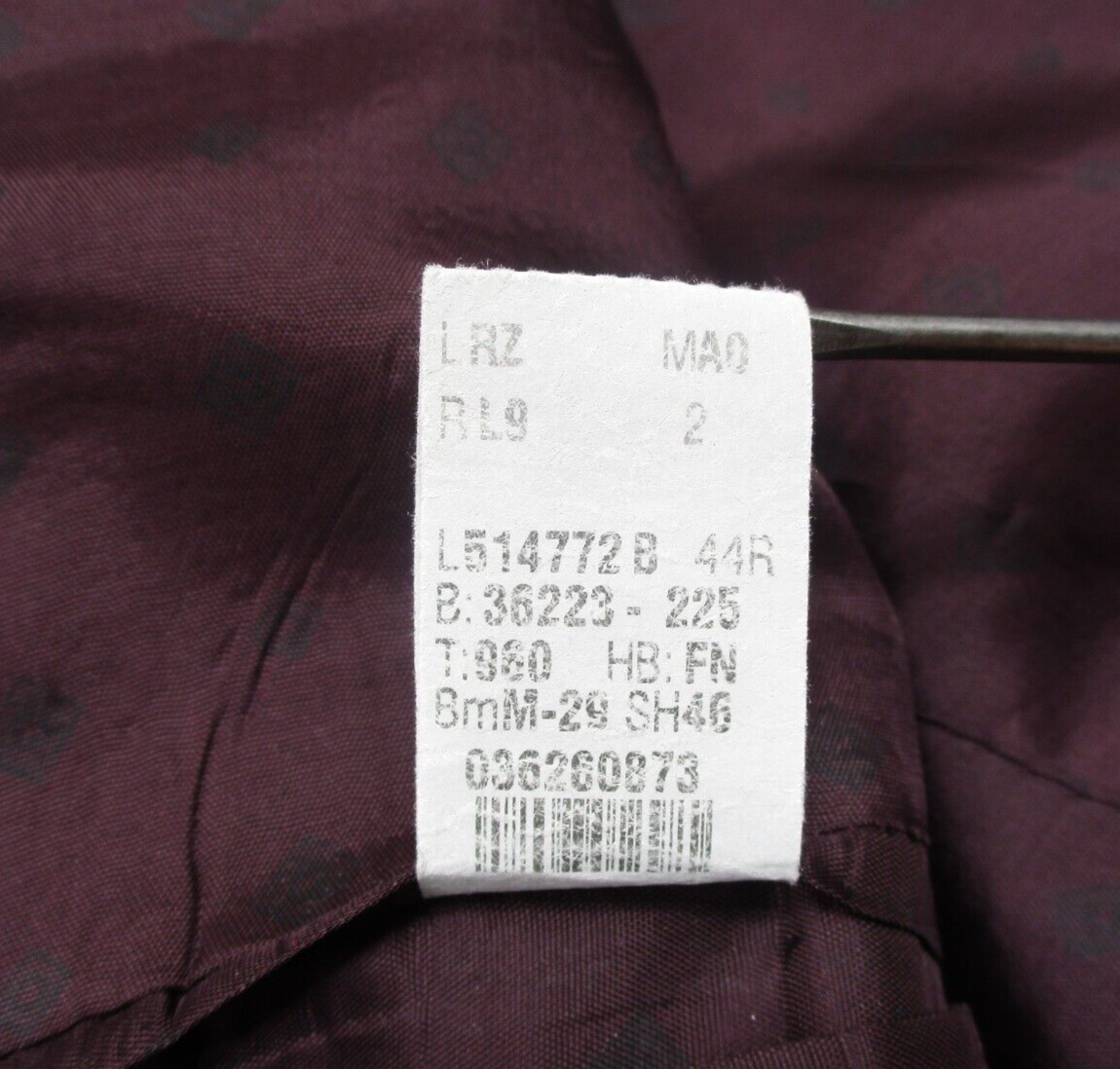 Ralph Lauren Dillards Mens Jacket Blazer Sport Coat 44R Black Pin