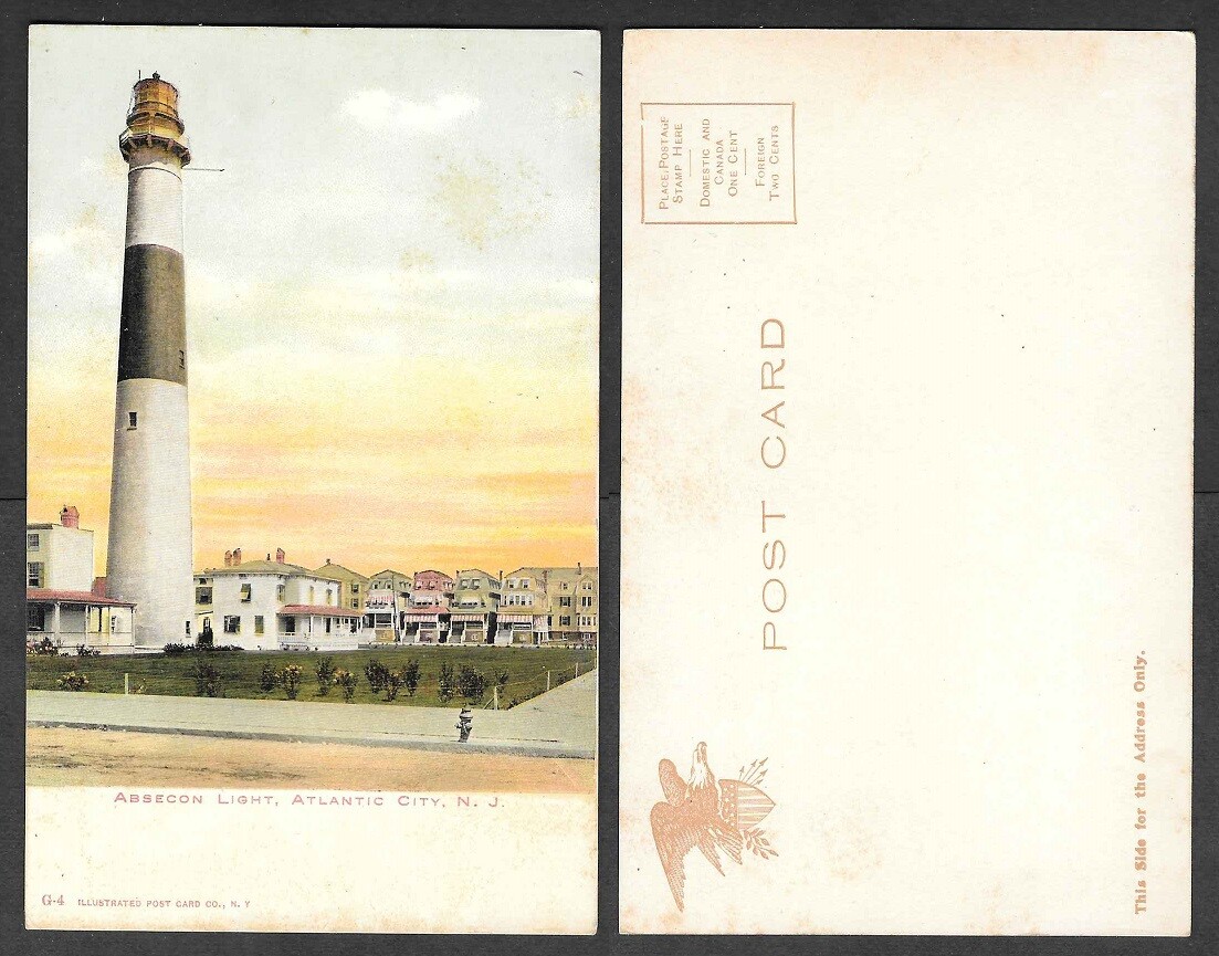 Old Postcard Atlantic City, New Jersey Absecon Lighthouse, Illus