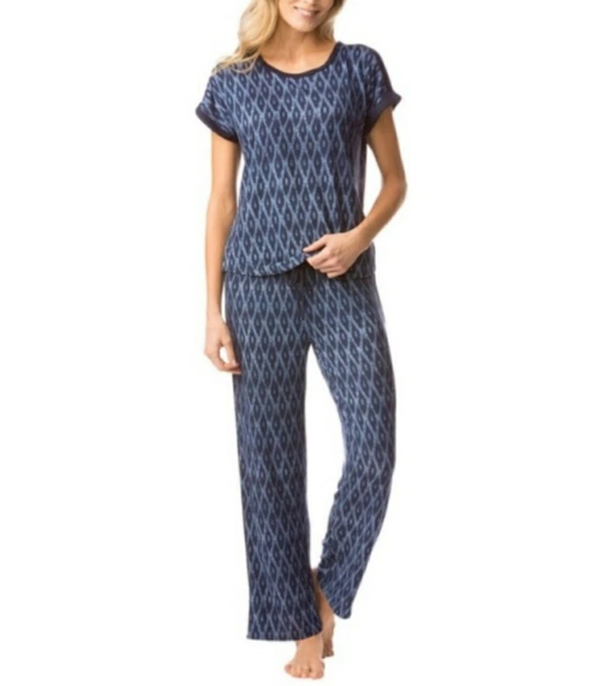 Женский Lucky Brand 3 изделия пижамы комплект PJ Топ, короткие, брюки размер S - синий Ikat - Изображение 3 из 4