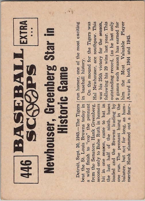 1961 Nu-Card Scoops HAL NEWHOUSER Detroit Tigers #446 About EX Condition - Image 2 of 2