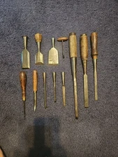 Lot Of 12 Vintage Wood Chisels Unknown Maker, Witherby, Charles Buck 