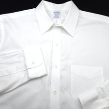 Brooks Brothers Dress Shirt Mens 17-34 White -Regent -PINPOINT OXFORD- Slim