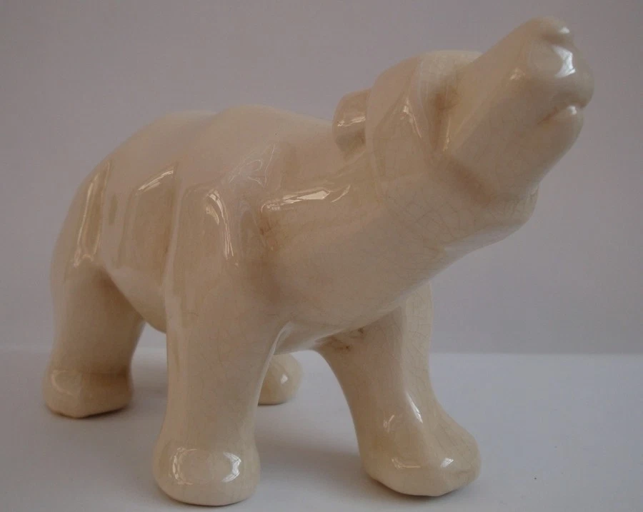 Statue Figurine Ours Animalier Style Cubiste Porcelaine Ceramique - Photo 2/4