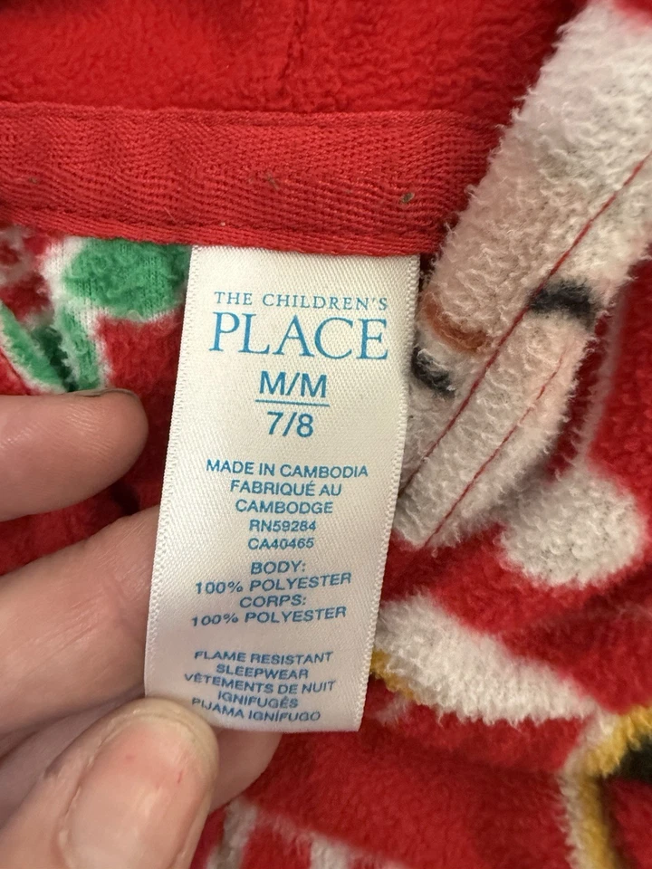 Children’s Place Christmas one piece Pajamas Hooded Size 7/8 - Image 3 of 3