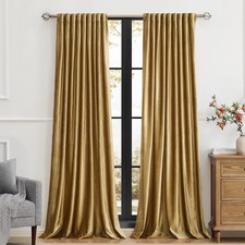 Luxury Gold Velvet Curtains 96 inch Length for Living Room,Elegant 2 Panels Room