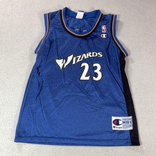 Vintage Washington Wizards Michael Jordan Jersey 23 Boys M Blue NBA Champion