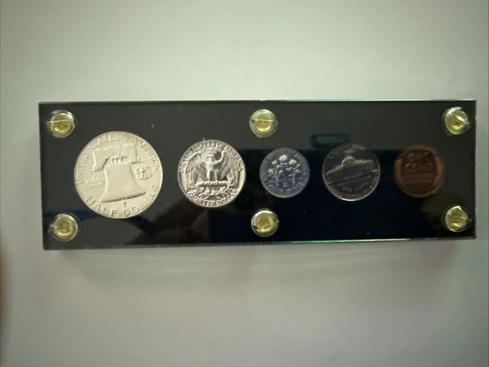 1953 U. S. MINT PROOF SET in Black Capital Holder 5 coins (3 are 90% silver) - Image 2 of 2