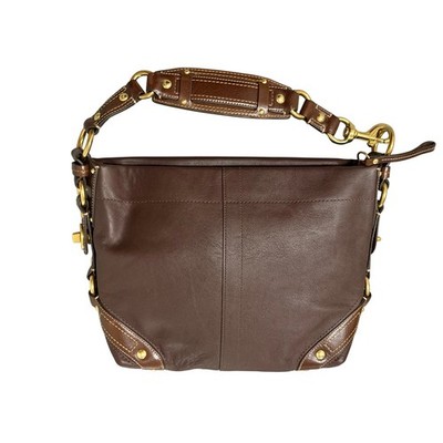 Coach Leather  Hobo Bag Women's Brown Excellent Brass Hardware Corner Detail