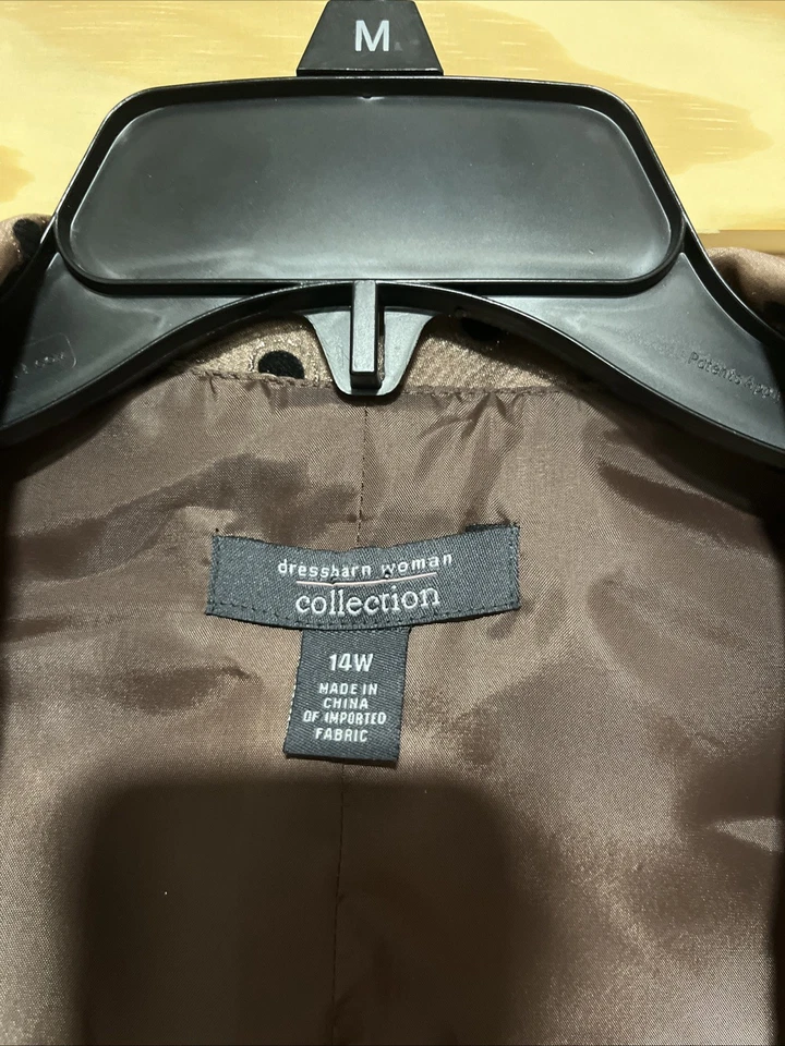 Chaqueta Blazer Mujer Y2K Dressbarn De Colección Talla 14W Marrón Brillante Lunares Foto 3 de 4