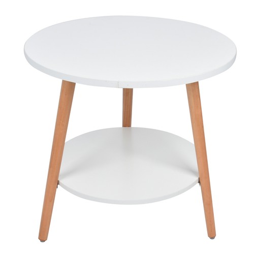 Beistelltisch Sofatisch Couchtisch Nachttisch Rund Laptoptisch 2 Ablagen Holz - Bild 3 von 13