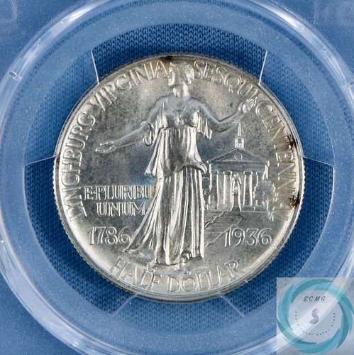 1936 Lynchburg Commemorative 50c PCGS MS65 - Vintage Champagne and Icey Blues - Picture 6 of 12