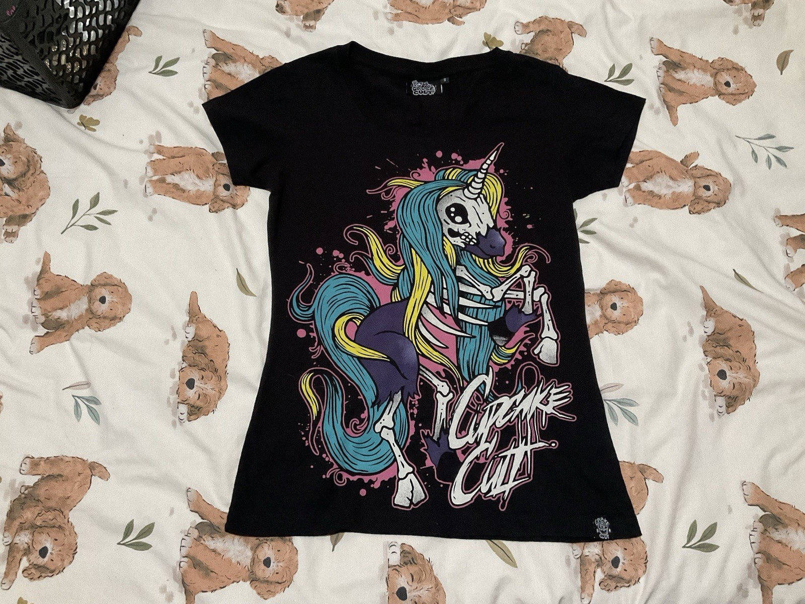 Cupcake Cult Internal Unicorn Skeleton Fitted T Shirt Size Small Alt Scene