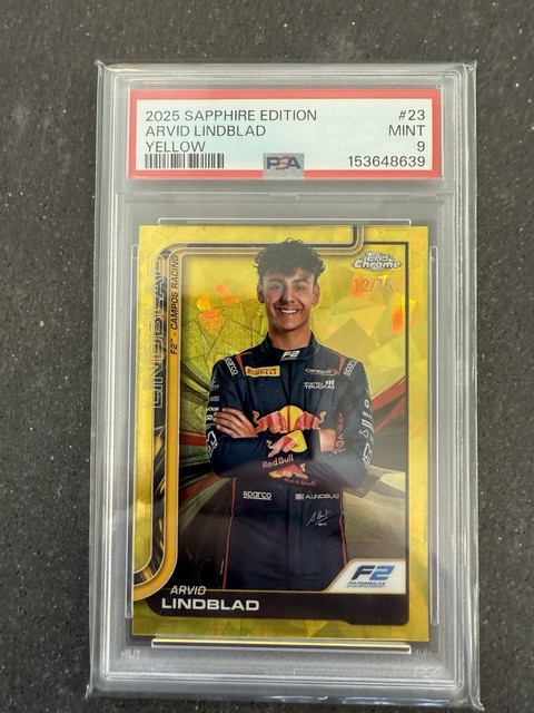 2025 Topps Chrome Sapphire F1 Arvid Lindblad /75 PSA 9