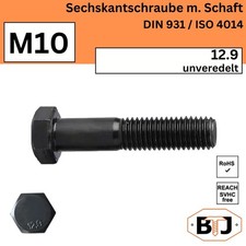 M10 DIN-931 12.9 Sechskantschraube mit Schaft ISO 4014 Maschienenschraube