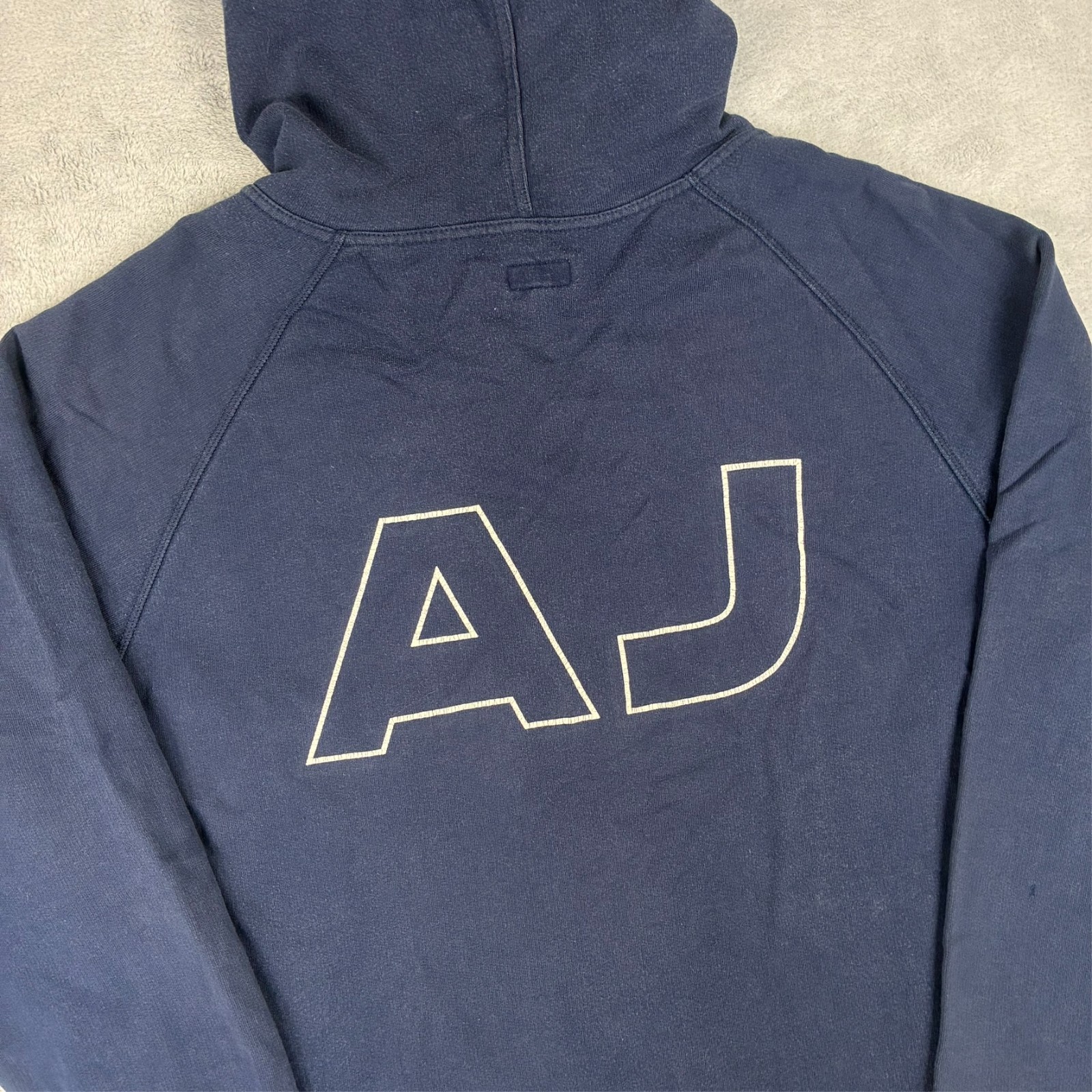 Vintage Armani Jeans 2000's Navy Blue AJ Spellout Size XXL Full Zip Hoodie image 2