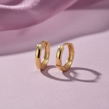 14K Solid Yellow Gold 1.7mm x 10mm Hoop Huggie Earrings, 14k Small Earrings