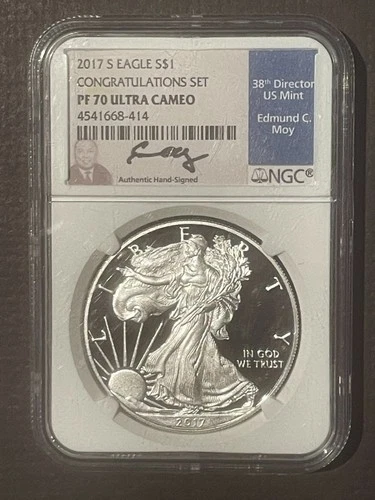 2017-S $1 SILVER AMERICAN EAGLE Congratulations Set NGC PF70 : EDMUND MOY  09335