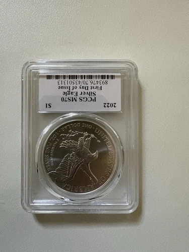 2022 American Silver Eagle MS-70 PCGS (FS Black Label) First Day Of Issue