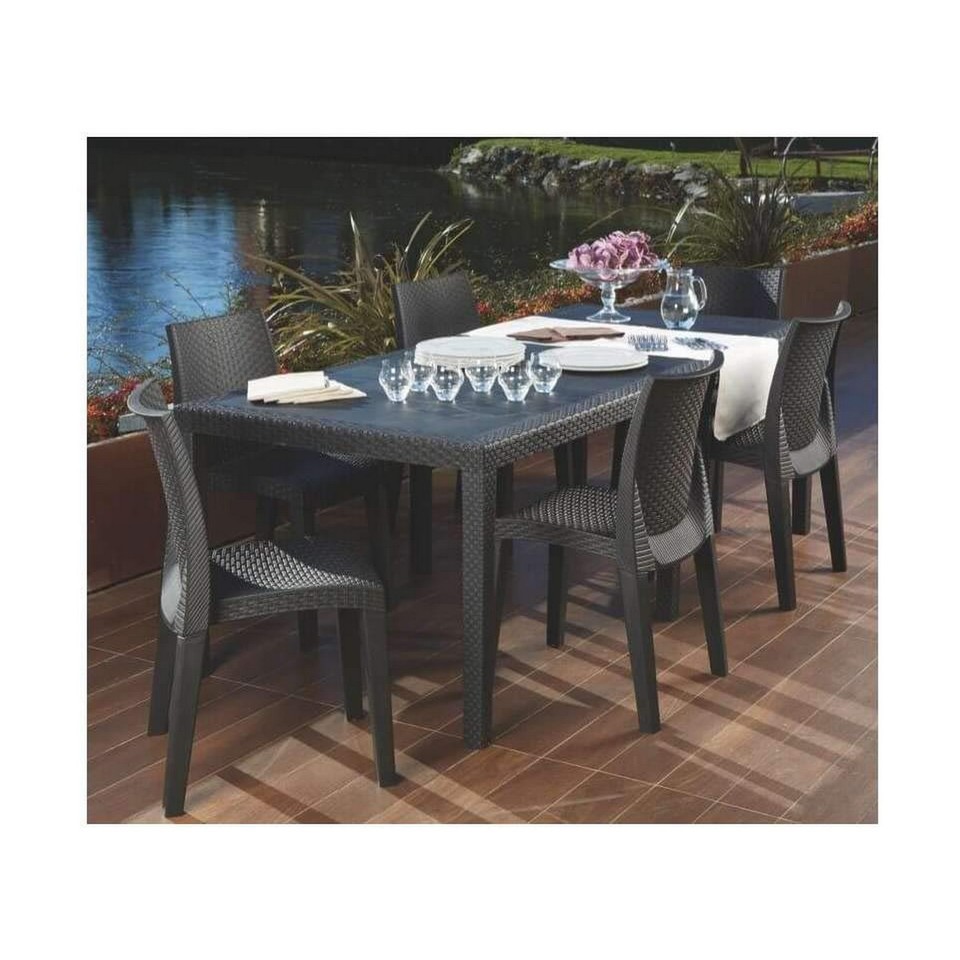 Barbados Gartentisch Aus Polypropylen – Rund, 90 Cm Durchmesser, 72 Cm Hoch, Wetterfest