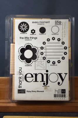 Stampin Up Enjoy Every Moment Unmounted Stamp Set. Retired.  11.  NOS, 5'' x 6.5''