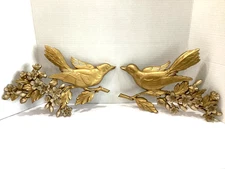 VINTAGE HOLLYWOOD REGENCY DART SYROCO BIRDS with DOGWOOD FLOWERS WALL ART