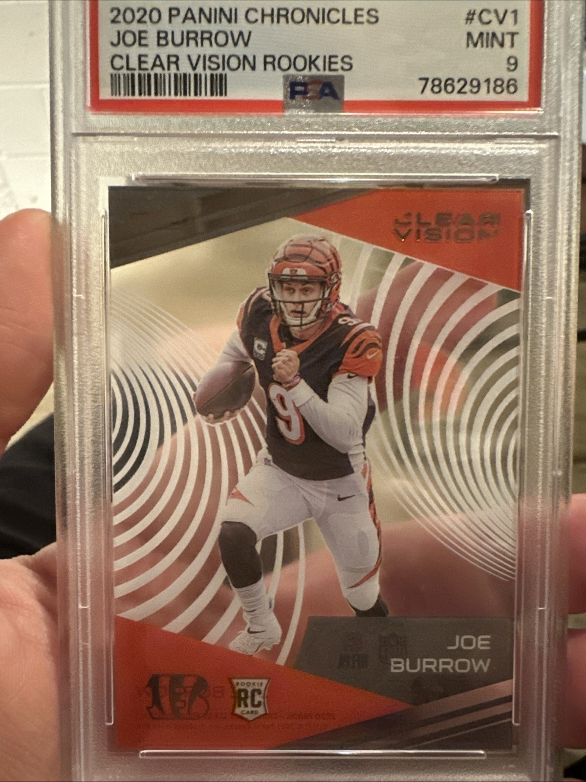 2020 Panini Chronicles - Clear Vision Rookies Joe Burrow #CV-1 (RC) PSA 9
