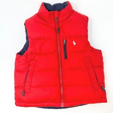 Polo Ralph Lauren Youth Size 2/2T Reversible Down Puffer Vest Red Navy Blue