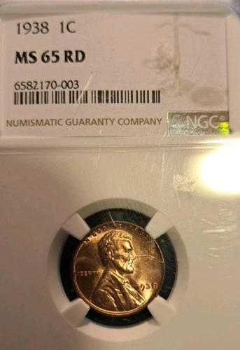 1938 Lincoln Cent NGC MS 65 RD