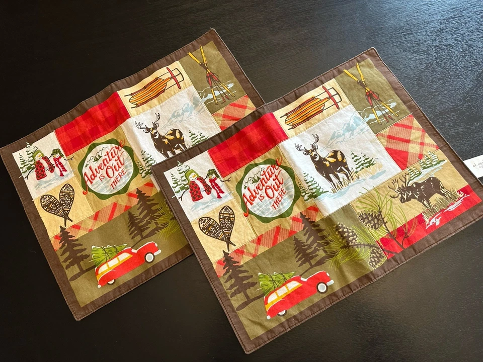 2er Set Tischsets Nikolaus quadratisch Weihnachten "Adventure is Out There"