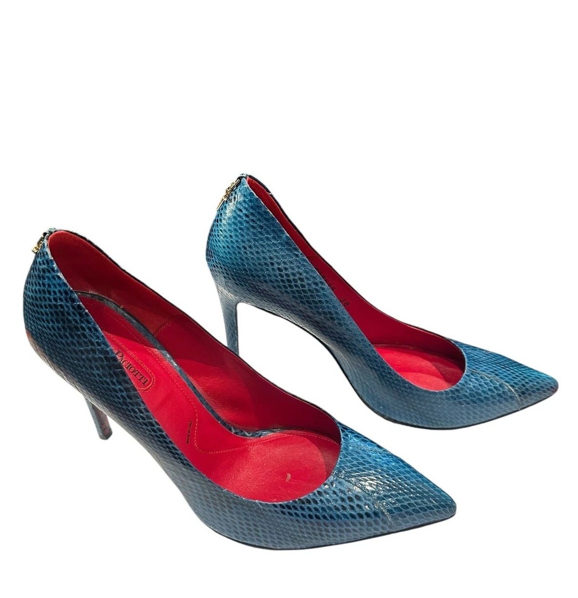 Cesare Paciotti Blue Snakeskin Animal Print Pointed Toe  display picture 1