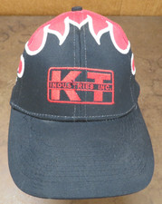 VTG KT Industries Race Flames Red Black baseball trucker cap hat