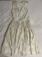 Gunne Sax Vintage 80s Floral Dress Cottage Core White Lace Trimmed Collar Sz 5