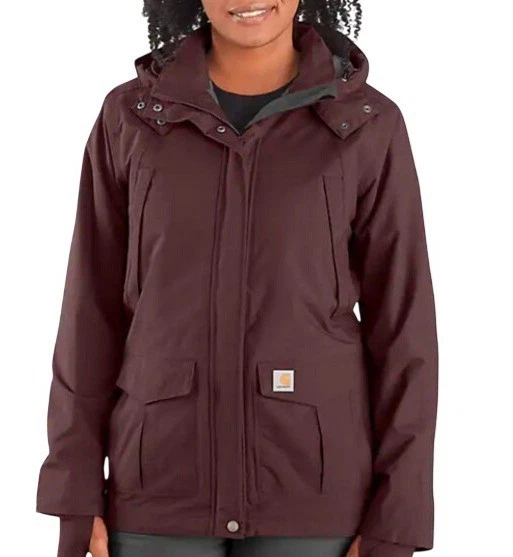 Carhartt Women's Size 2X Storm Defender Relaxed Fit Burgundy Jacket 0J2382-W