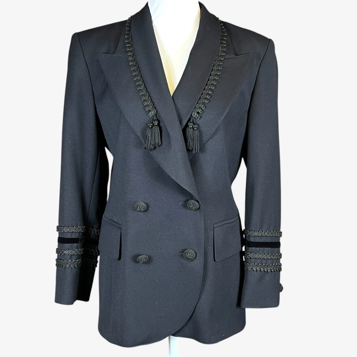 エスカーダ テーラードジャケット ネイビー ウール100％ 36 C5566 ESCADA Coats, Jackets & Vests for Wool Outer Shell Women for sale