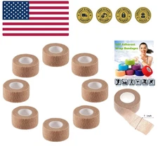 Self Adhesive Elastic Bandage Wrap - Pack of 8 Rolls 1" x 5 Yards Stretch Sel...
