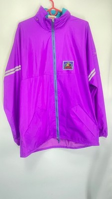 Rare VTG Jeantex 90s Windbreaker Jacket Purple Neon Mens L XL Full Zip Retro