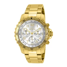 Invicta Men's Watch Specialty Chrono Yellow Gold Bracelet Silver Tone Dial 11369