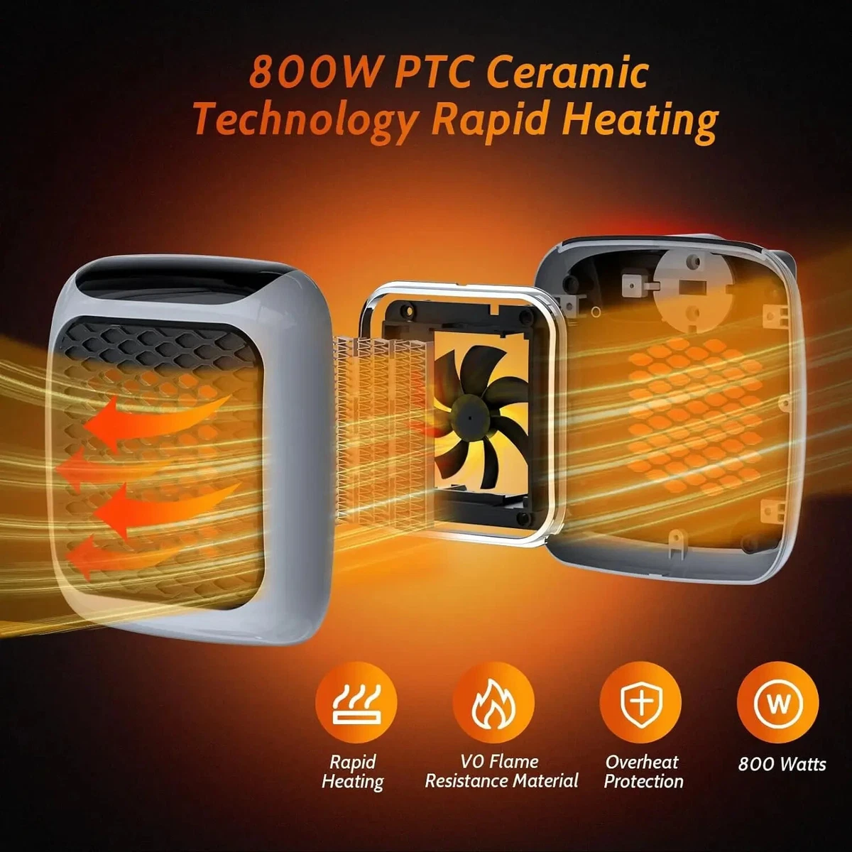 Handy Heater Turbo 800 Wall Outlet Small Space Heater with