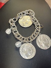 vintage Roman Coins Bracelet Silver Tone