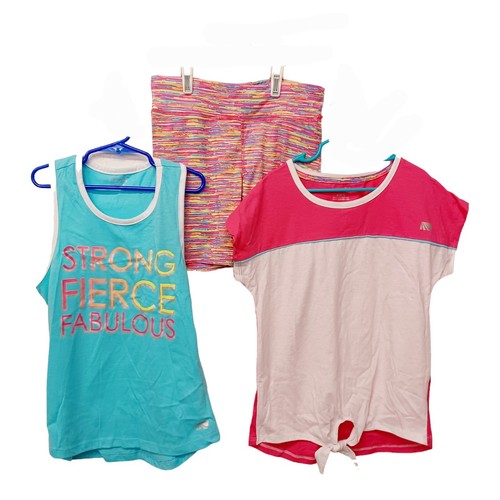 Marika Girls 3 Pc Short Set-10/12-Tank-T-Shirt-Bike Shorts