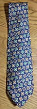 ROBERT TALBOT CARMEL Navy Geometric Hand Sewn Silk Neck Tie USA MADE