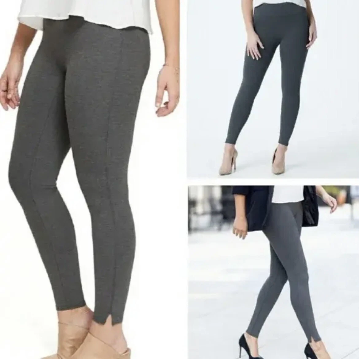 May You Be Women's mid-Rise Ponte Legging Pants Charcoal/Grey